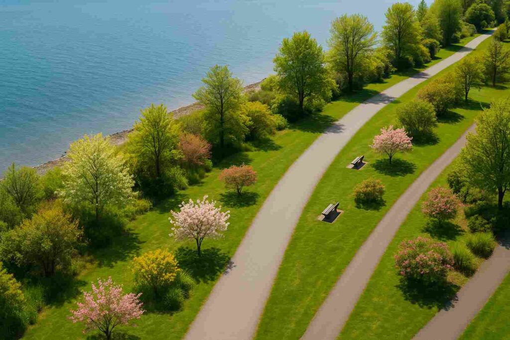 beautiful park walkway community events spring scenery Your Guide to Free Outdoor Fitness Trails in Burnaby BC beautiful park walkway community events spring scenery
