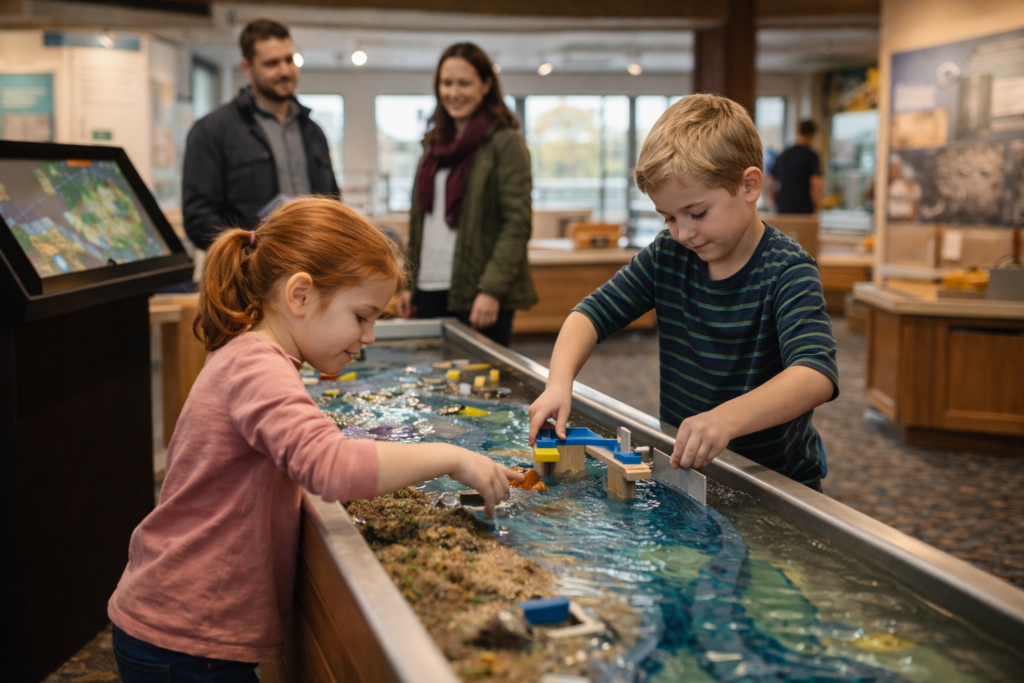 local experiences children playing with water models at exhibit Burnaby BC Fall Fun: Family Activities local-experiences-children-playing-with-water-models-at-exhibit