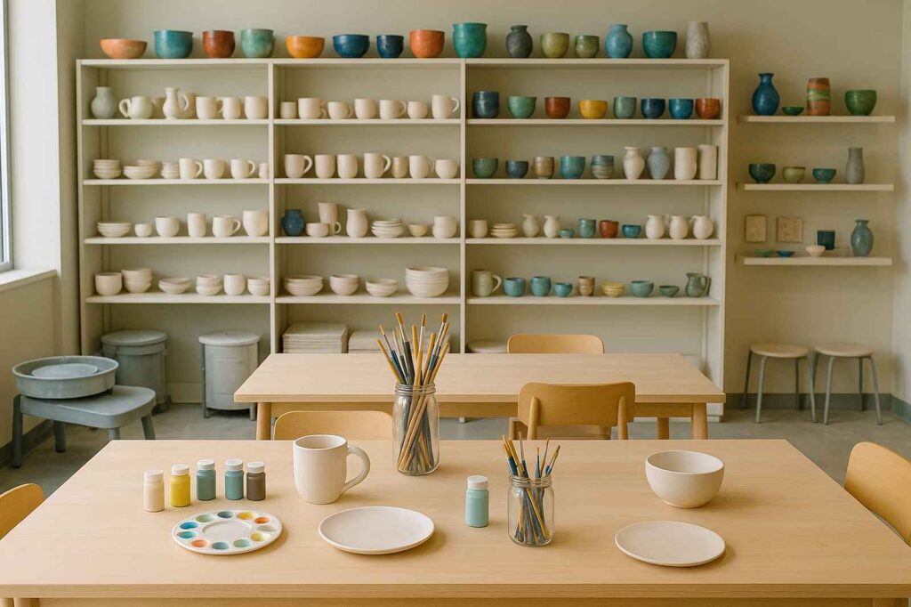 pottery studio interior local business directory Burnaby, BC Art Spots and Pottery Painting pottery studio interior local business directory