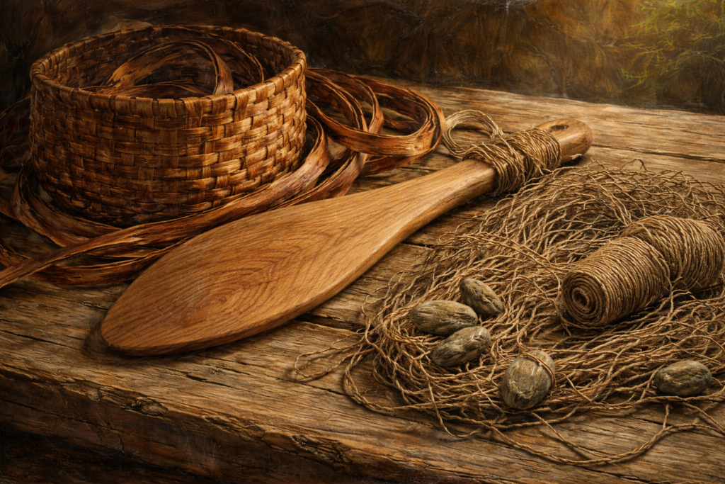 woven basket wooden spoon delta threads and seeds Historic Burnaby BC: Past & Present Guide woven-basket-wooden-spoon-burnaby-threads-and-seeds