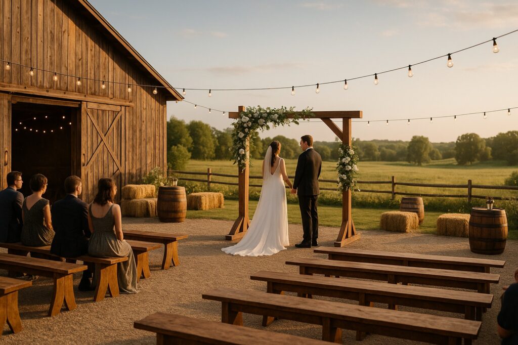 bridal ceremony at barn burnaby twilight wedding