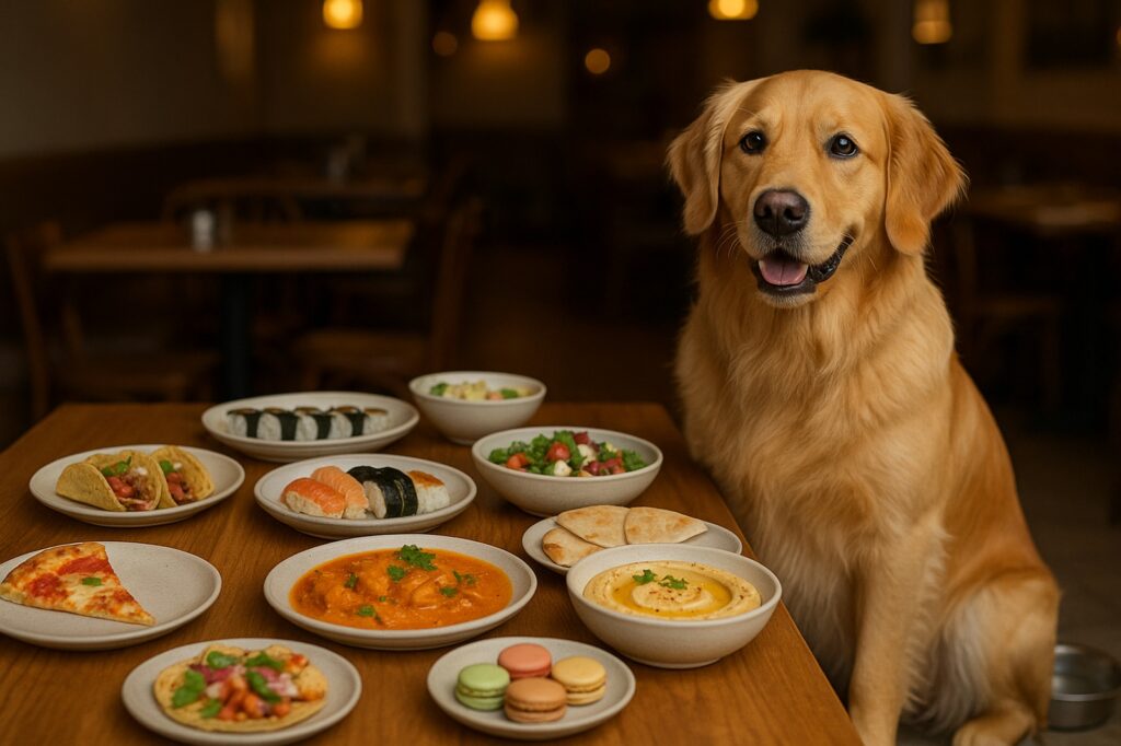 golden dog with dishes and foods burnaby experience.jpg