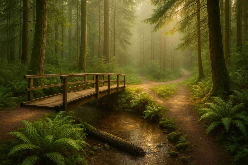 peaceful forest path with bridge community events Burnaby BC Photo Spots: Beautiful Views peaceful forest path with bridge community events