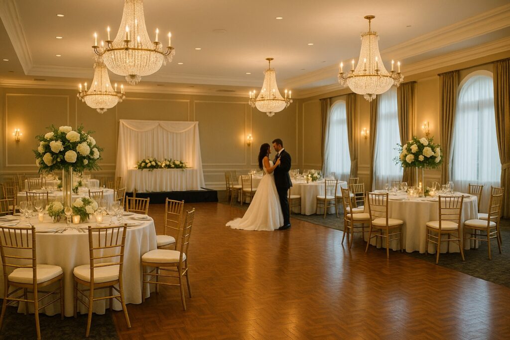 romantic wedding reception burnaby elegant chandeleirs