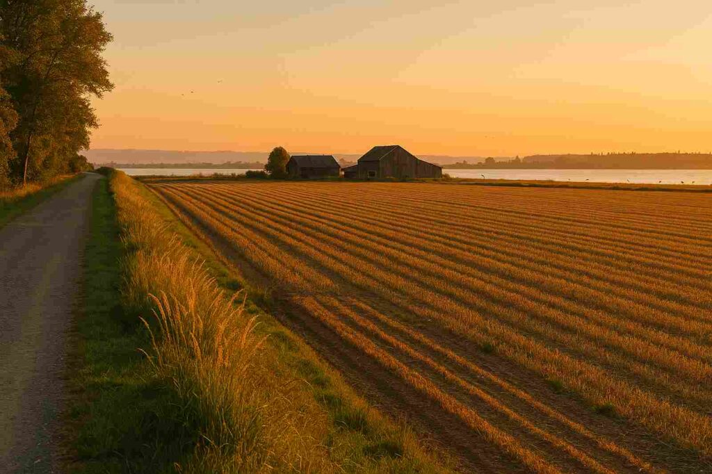 sunset over farm fields health wellness Burnaby BC Photo Spots: Beautiful Views sunset over farm fields health wellness.jpg