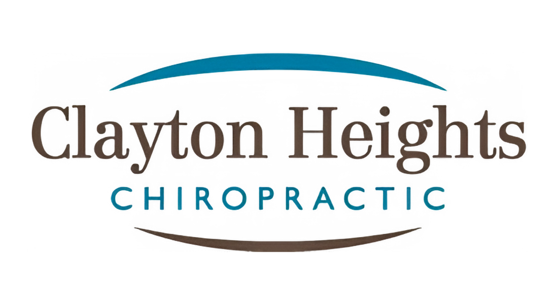 Clayton Heights Chiropractic logo featuring the clinic name with decorative curved lines in teal and brown, representing a chiropractic practice located in Burnaby