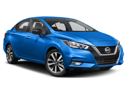 Blue Nissan Versa sedan displayed at Westcoast Auto Repairs in Burnaby