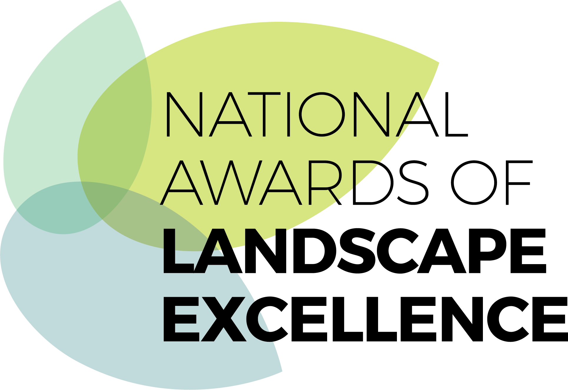 National Awards of Landscape Excellence logo featuring green and yellow overlapping organic shapes
