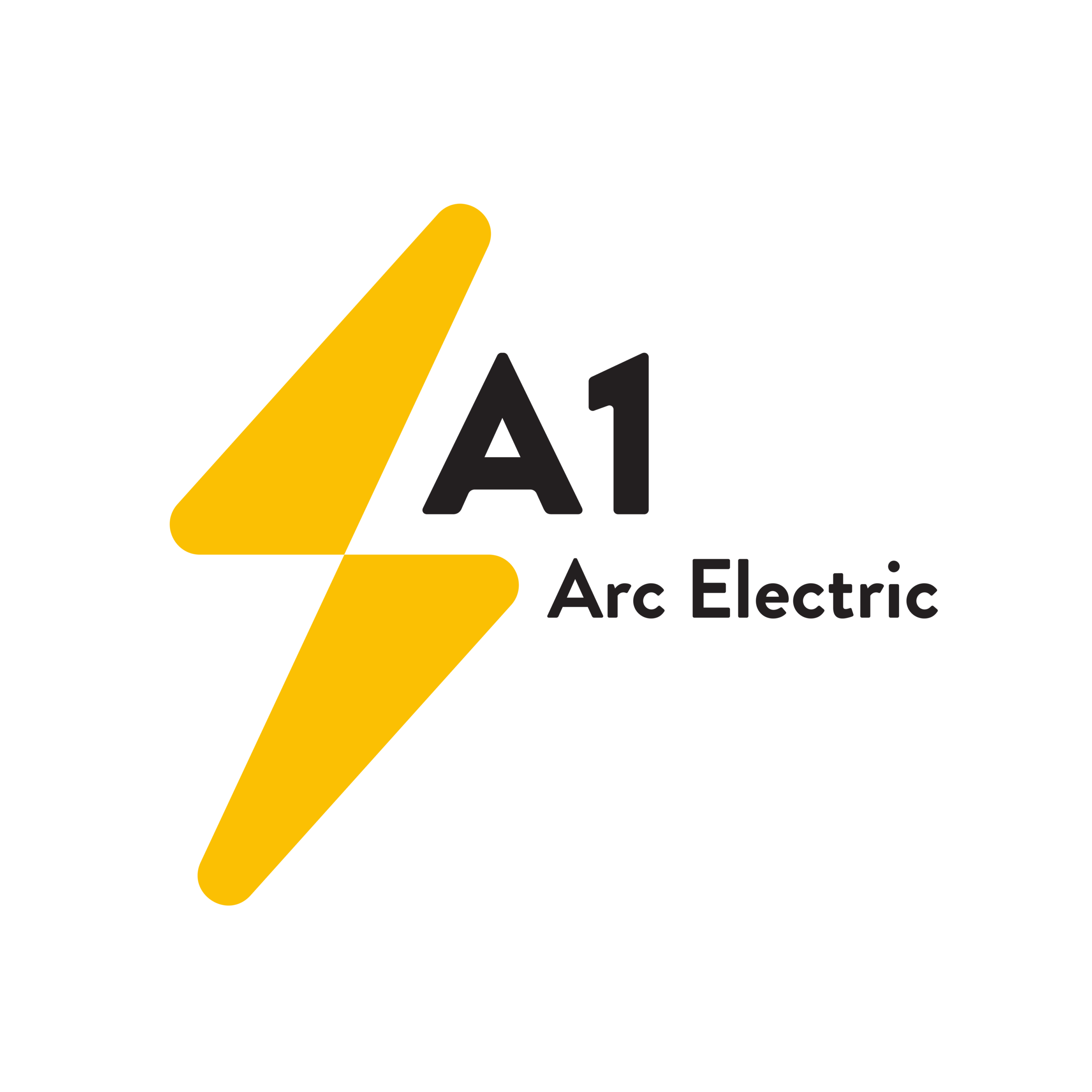 A1 Arc Electric logo featuring a yellow lightning bolt with A1 text and company name