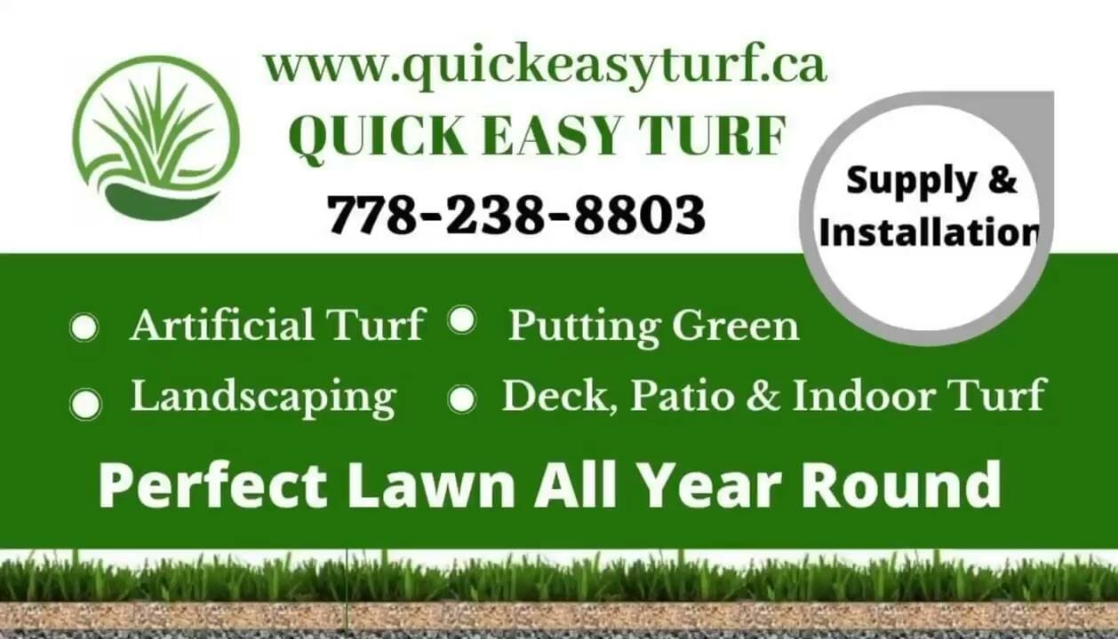 Quick Easy Turf Burnaby - Artificial turf, landscaping, and putting green supply and installation services. Call 778-238-8803 for a free estimate.