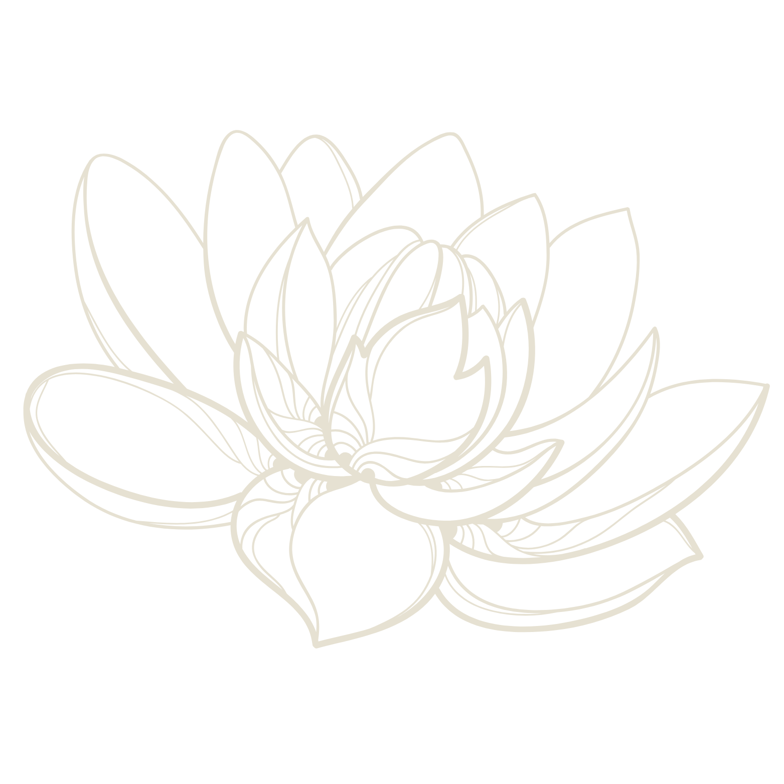 Line drawing of a blooming lotus flower in Burnaby wellness and counseling