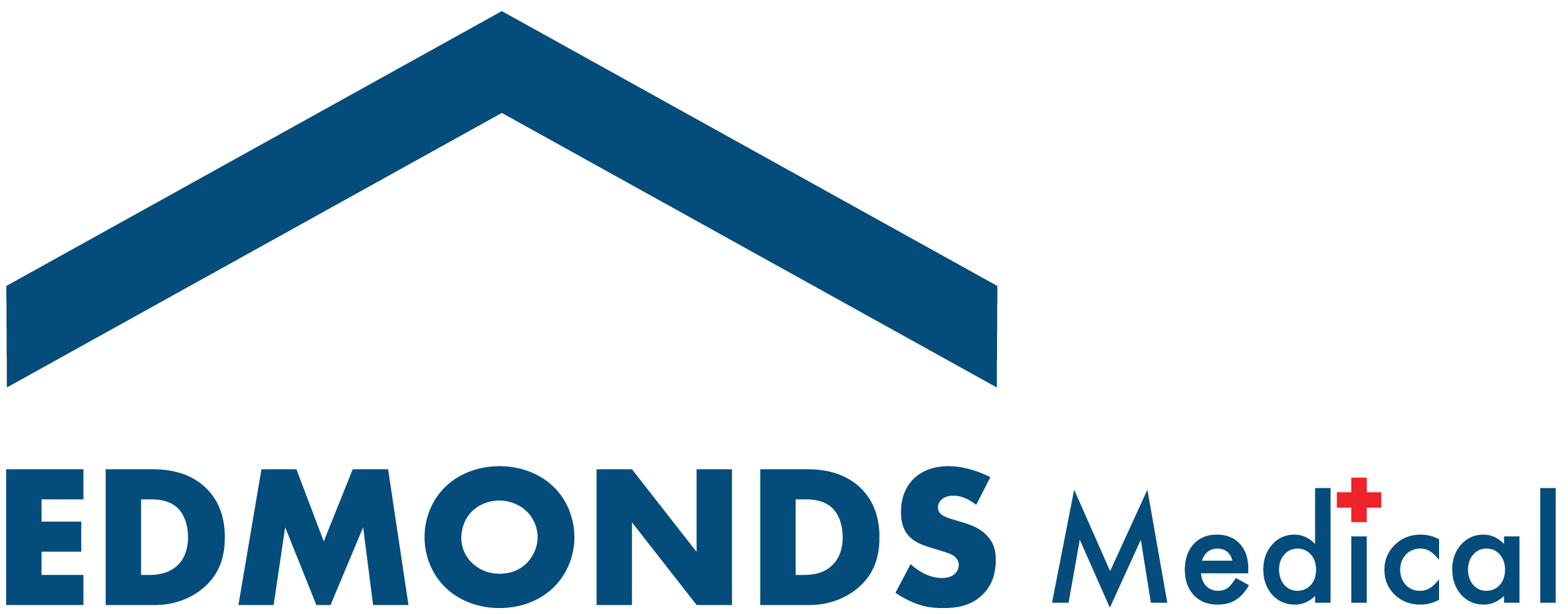 Edmonds Medical logo featuring a blue roof-shaped icon with the company name in bold blue letters and a red medical cross symbol