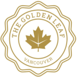 The Golden Leaf Vancouver Burnaby logo featuring a gold maple leaf in the center of a decorative circular seal
