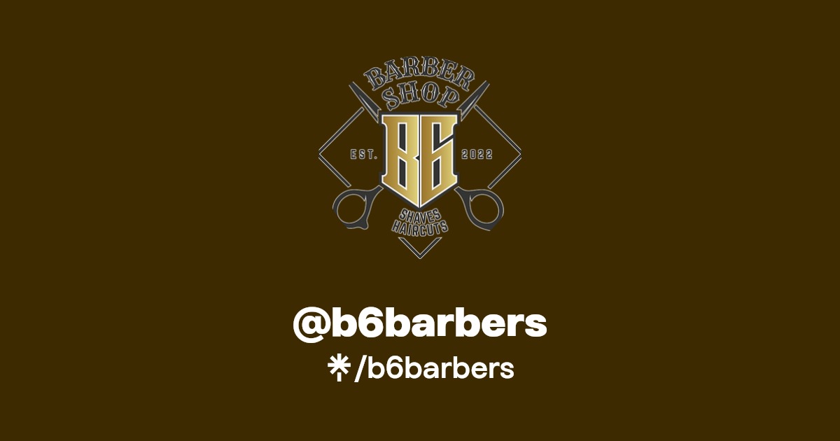 B6 Barber Shop logo featuring crossed razors and a shield with B6 initials, established 2022 in Burnaby