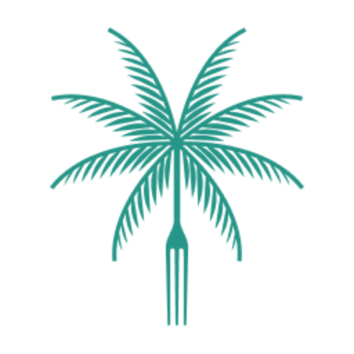 Teal palm tree icon representing Burnaby golf and recreation