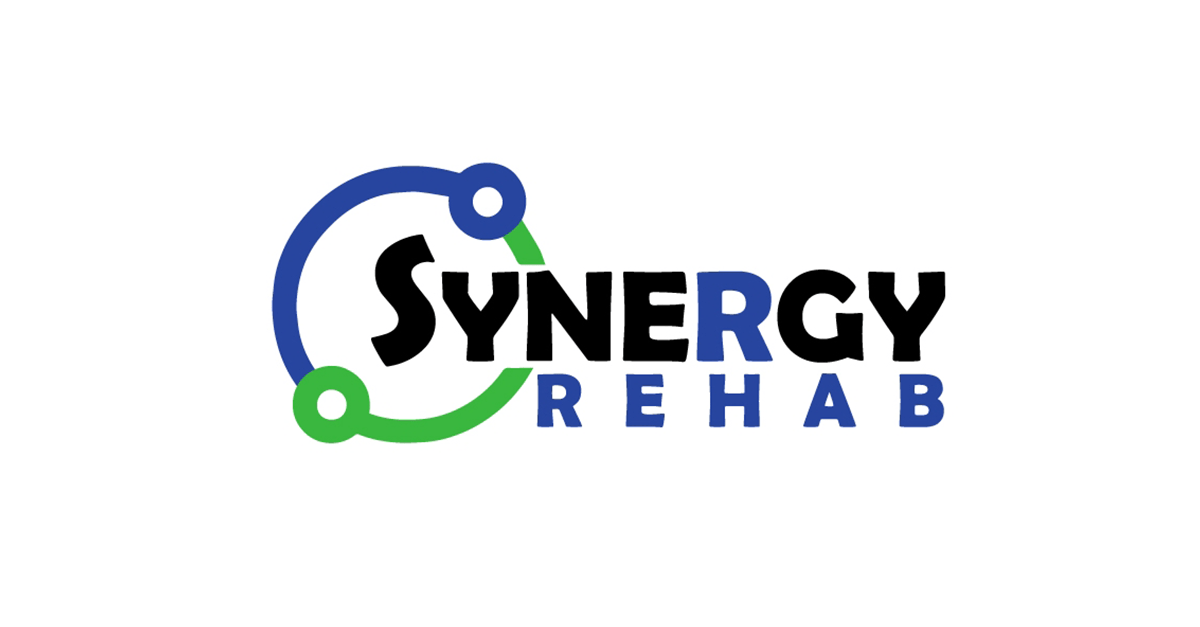 Synergy Rehab logo - a blue and green circular design with connected nodes representing integrated healthcare services in Burnaby
