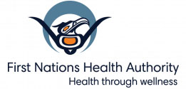 First Nations Health Authority logo featuring a stylized health symbol with blue and orange colors