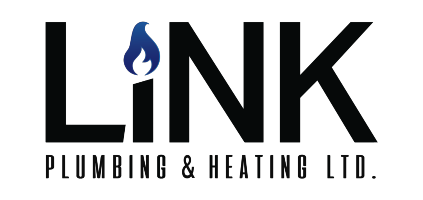 Link Plumbing & Heating Ltd. logo featuring blue flame icon and bold black text