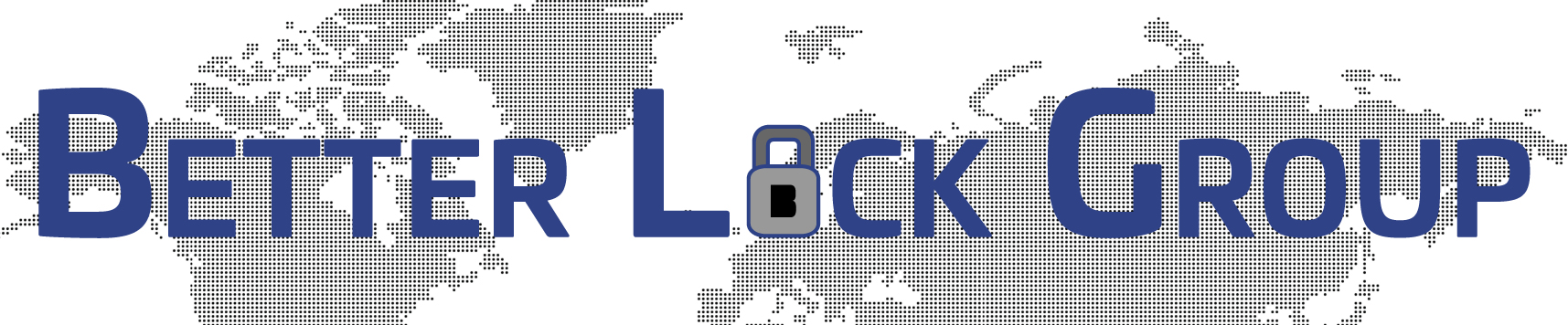 Better Lock Group logo featuring a world map with a padlock symbol
