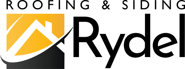 Rydel Roofing & Siding logo featuring a yellow and black house design