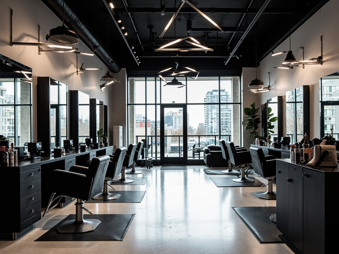 burnaby salon hero Top Hair Salons in Burnaby Burnaby urban hair salon with sleek decor, geometric pendant lights and city views